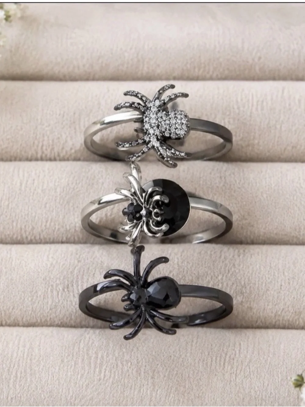 paparazzi Black and Silver Spider Ring Set for Kids set of 3